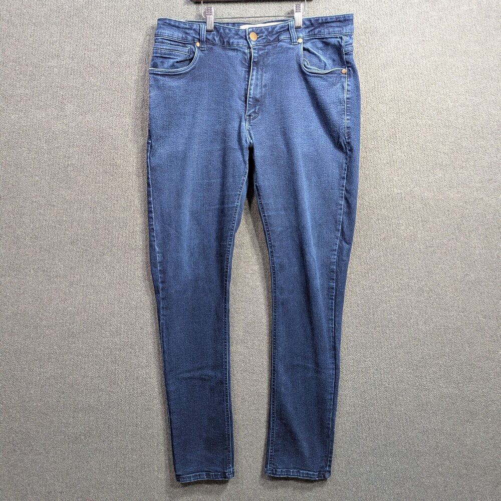 Barbell Apparel Jeans Mens 38 (Fits 35x32) Blue Slim Skinny Fit Stretch Denim